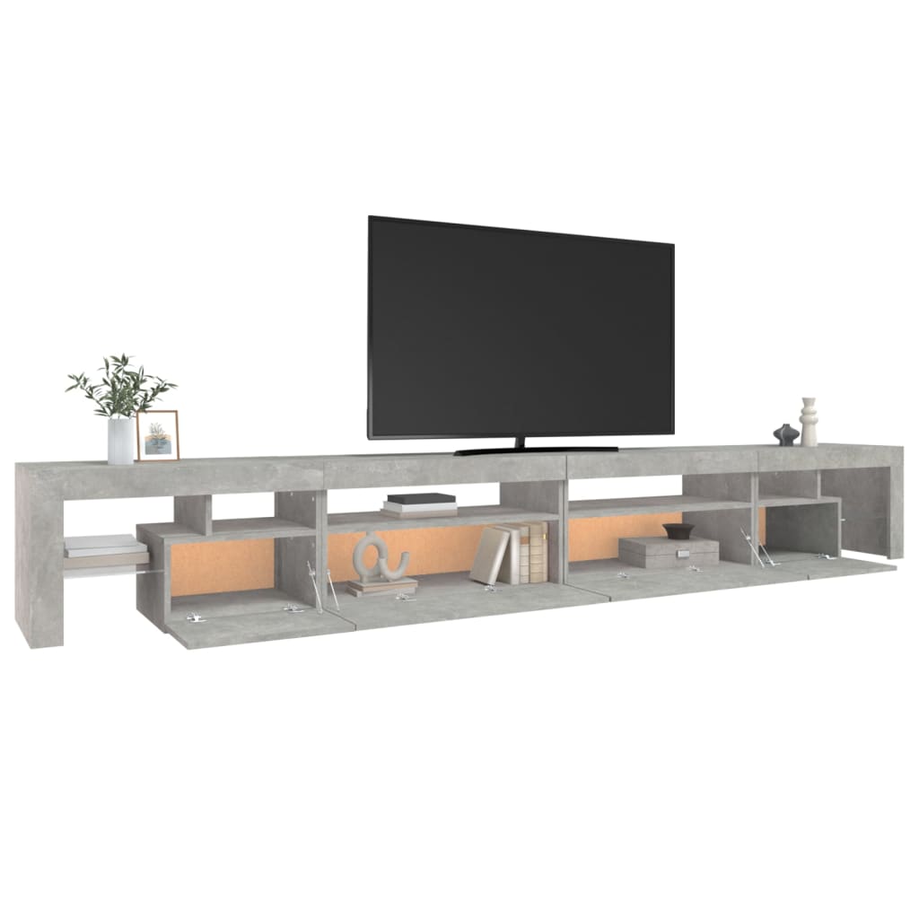 TV ormarić s LED svjetlima siva boja betona 290x36,5x40 cm