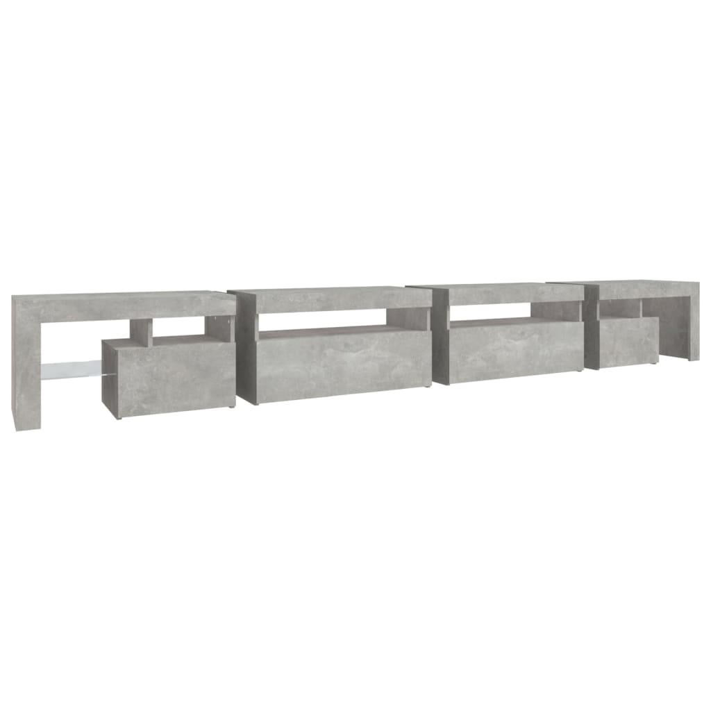 TV ormarić s LED svjetlima siva boja betona 290x36,5x40 cm