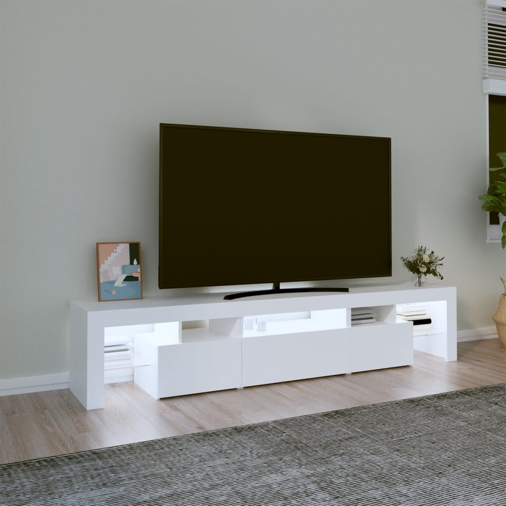 TV ormarić s LED svjetlima bijeli 200x36,5x40 cm