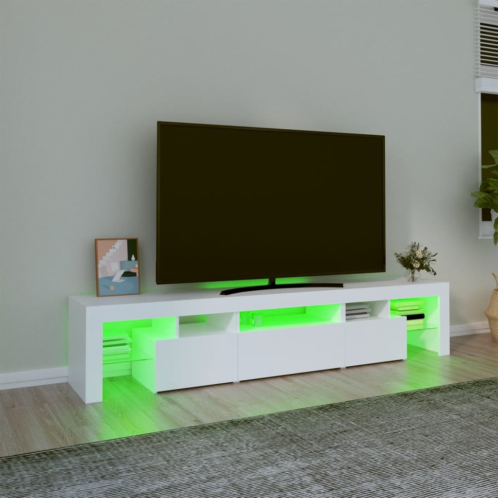 TV ormarić s LED svjetlima bijeli 200x36,5x40 cm