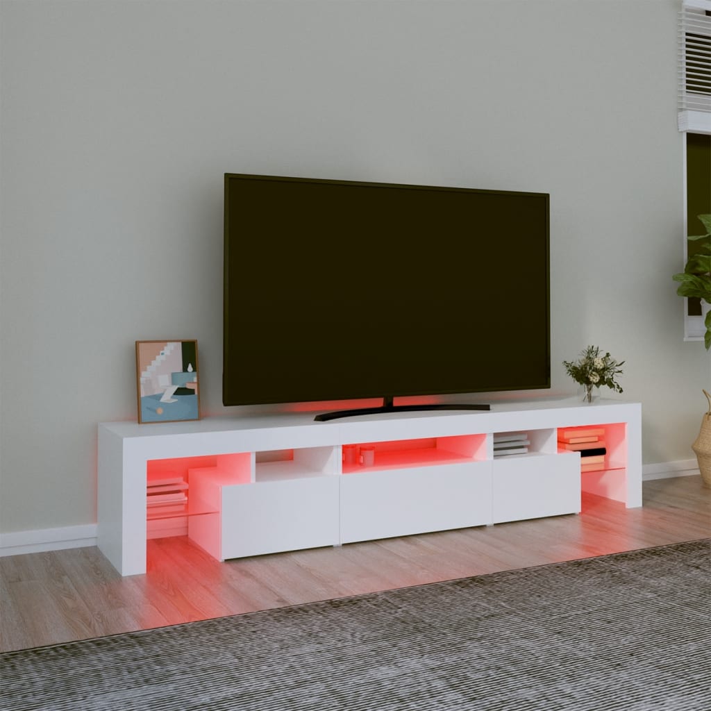 TV ormarić s LED svjetlima bijeli 200x36,5x40 cm