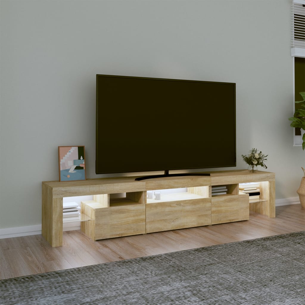 TV ormarić s LED svjetlima boja hrasta sonome 200x36,5x40 cm