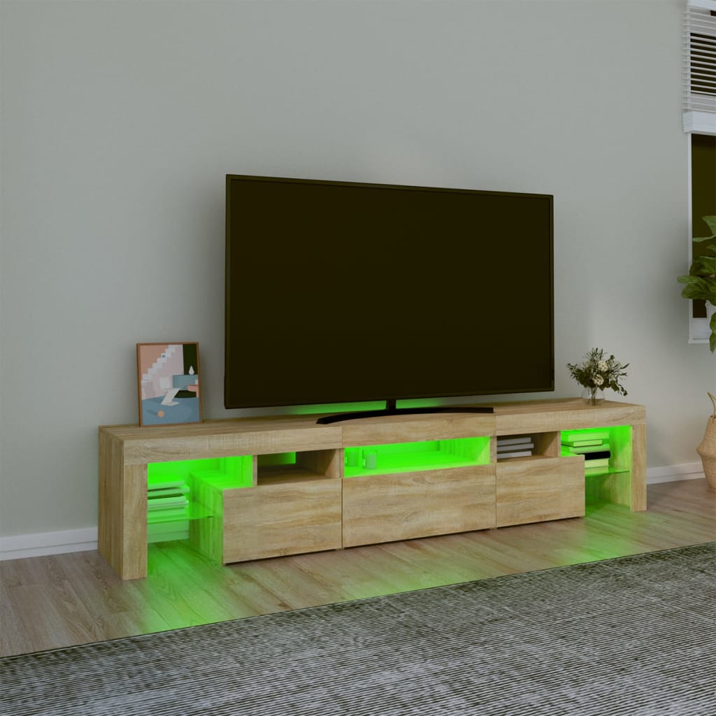TV ormarić s LED svjetlima boja hrasta sonome 200x36,5x40 cm