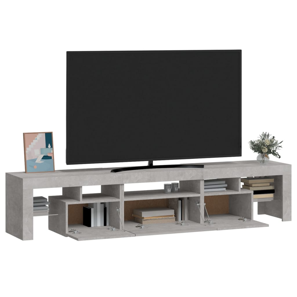 TV ormarić s LED svjetlima siva boja betona 200x36,5x40 cm