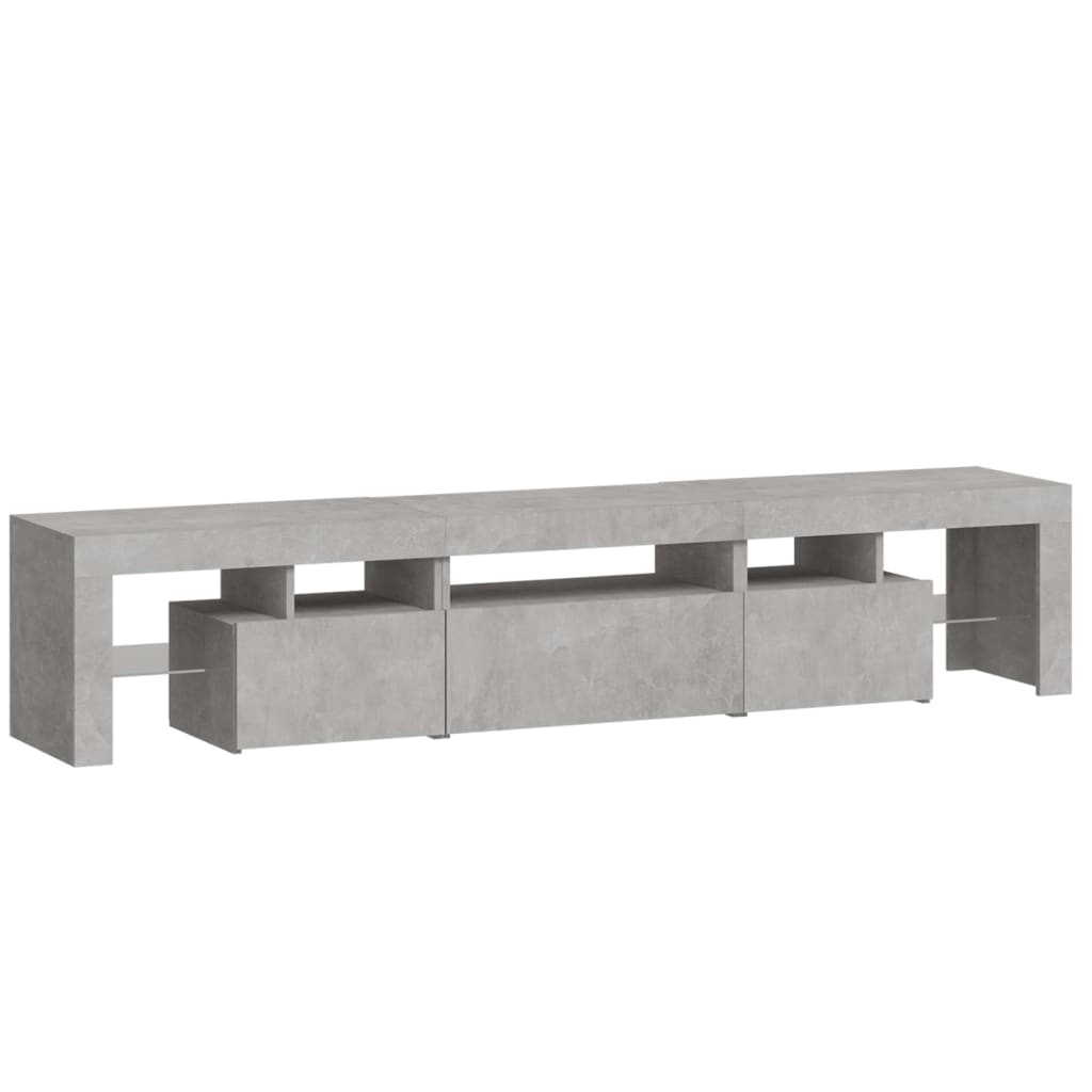 TV ormarić s LED svjetlima siva boja betona 200x36,5x40 cm