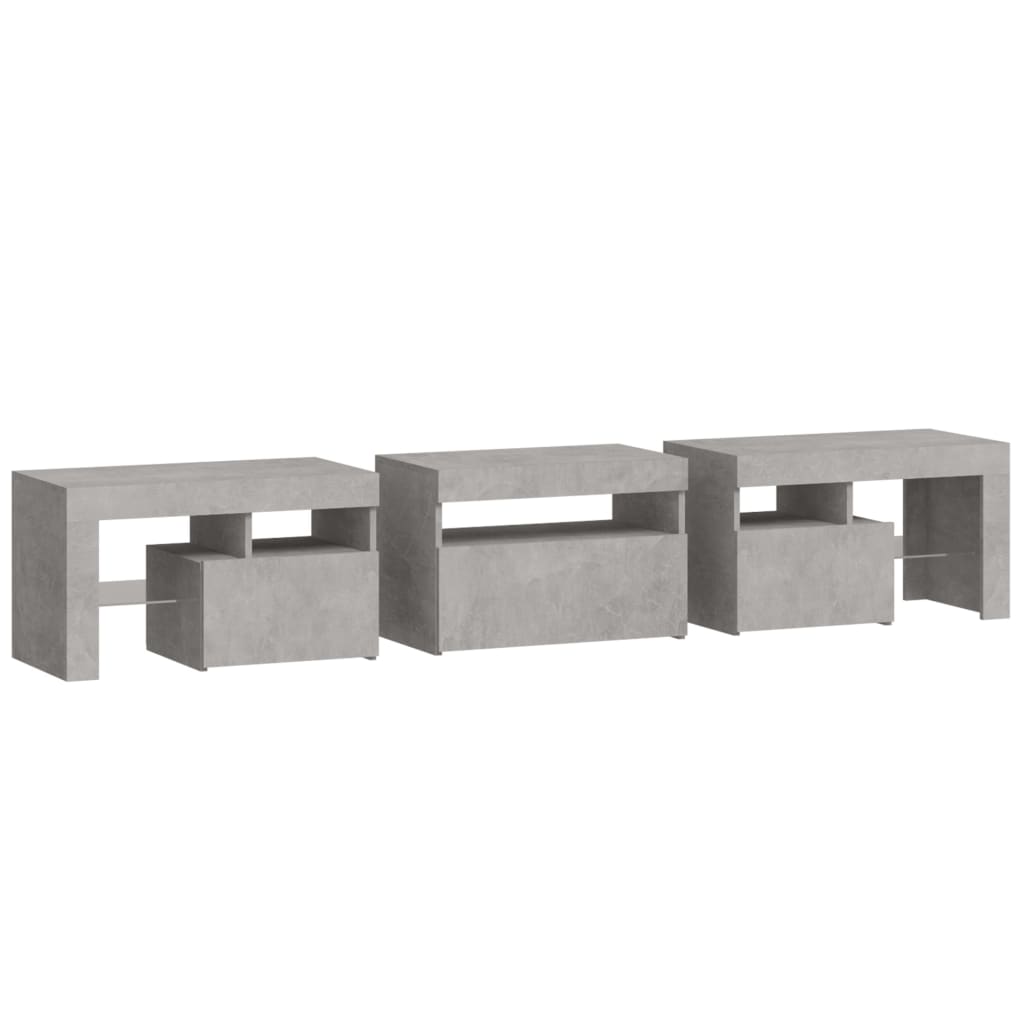 TV ormarić s LED svjetlima siva boja betona 200x36,5x40 cm