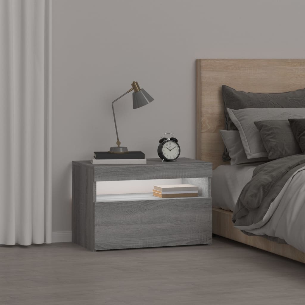 Noćni ormarić s LED svjetlima boja hrasta sonome 60x35x40 cm