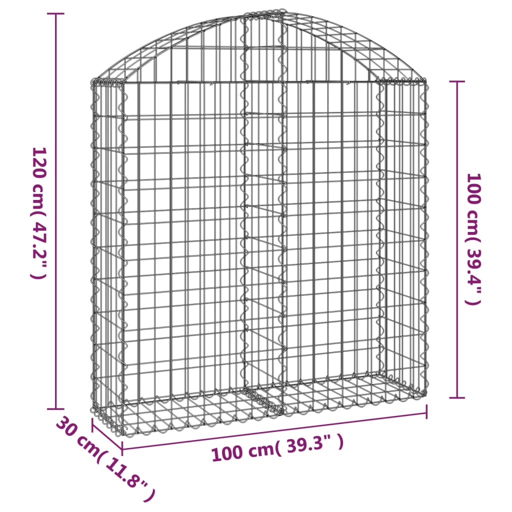 Gabionska košara s lukom 100x30x100/120 cm pocinčano željezo