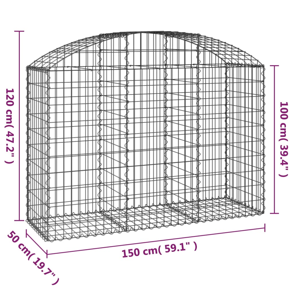 Gabionska košara s lukom 150x50x100/120 cm pocinčano željezo