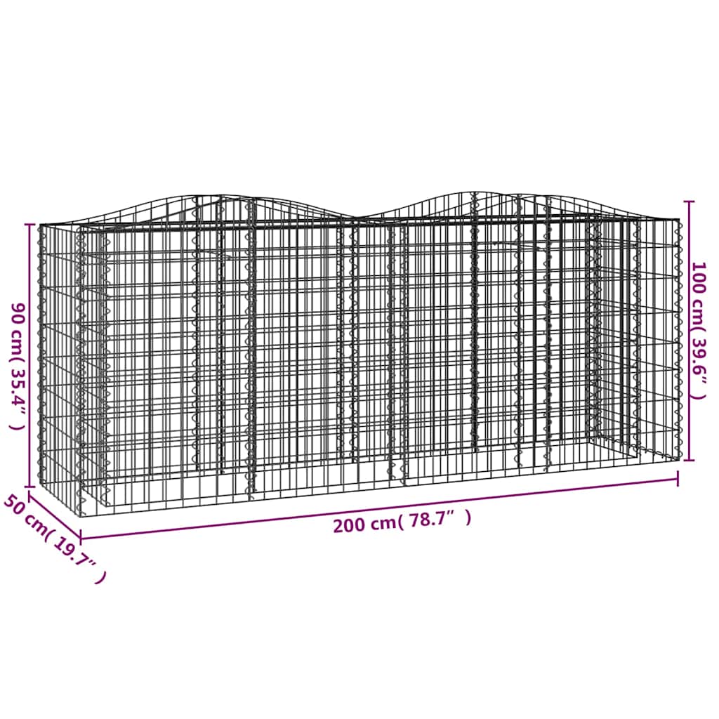Lučna gabionska povišena gredica 200x50x100cm pocinčano željezo
