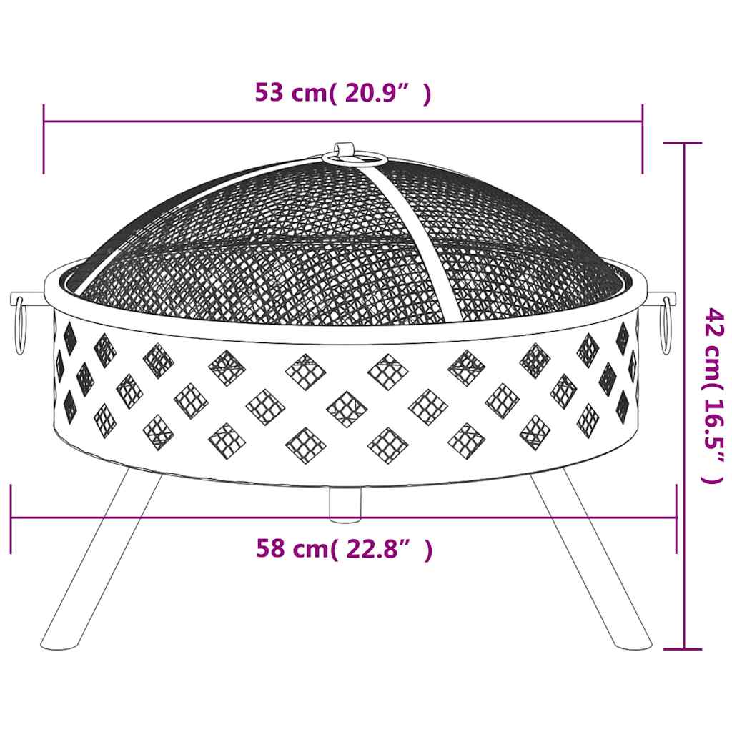 Posuda za vatru sa žaračem 58 cm XXL čelična