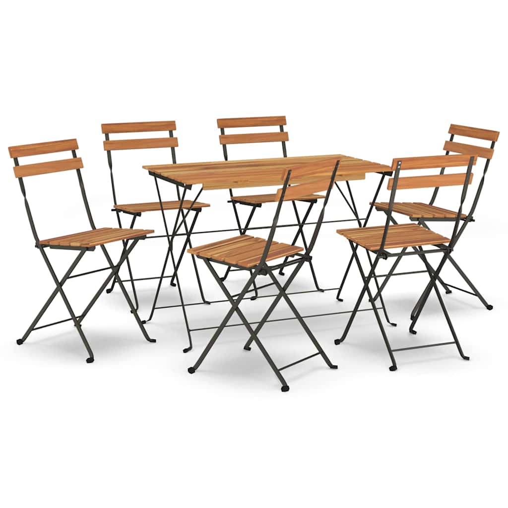 7-dijelni sklopivi bistro set masivno bagremovo drvo i čelik