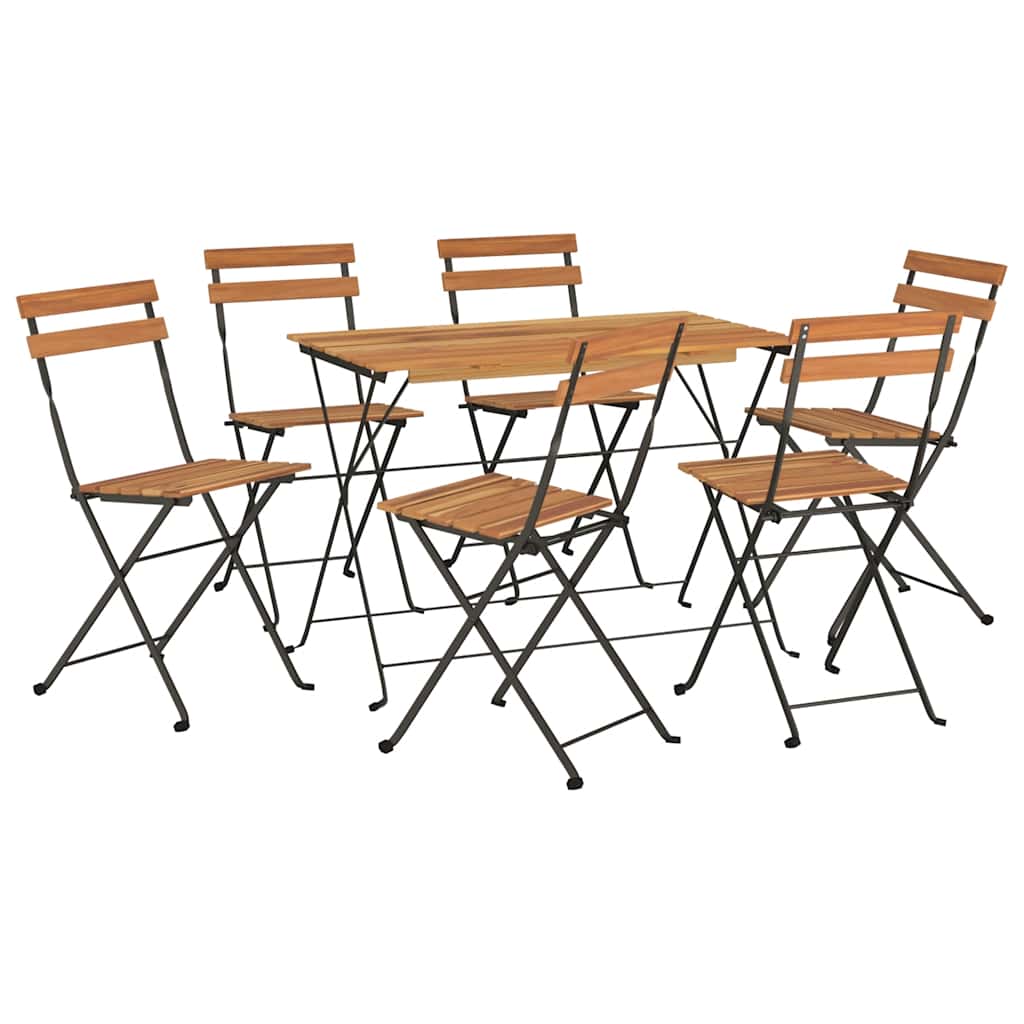 7-dijelni sklopivi bistro set masivno bagremovo drvo i čelik