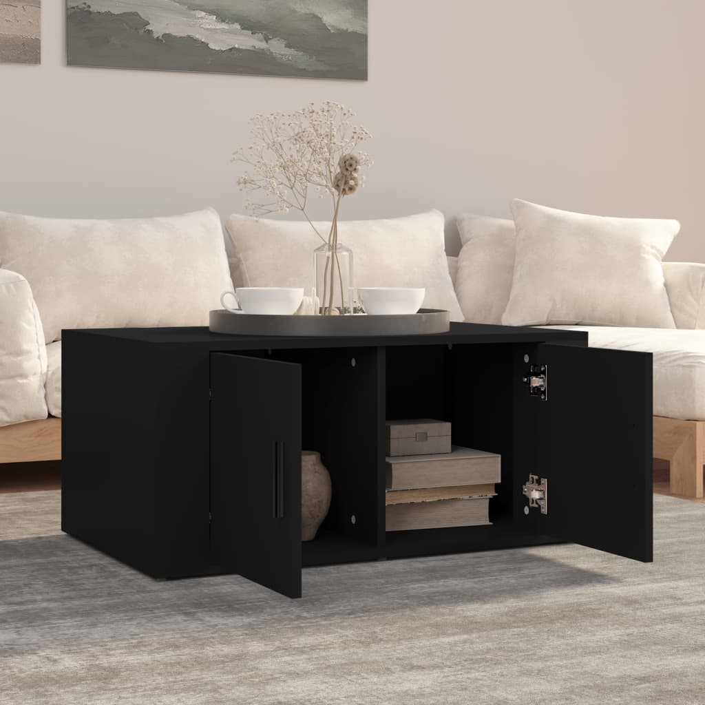 Stolić za kavu crni 80 x 50 x 36 cm od konstruiranog drva