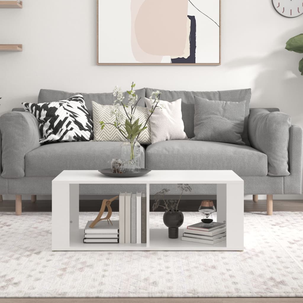 Stolić za kavu bijeli 100 x 50 x 36 cm od konstruiranog drva