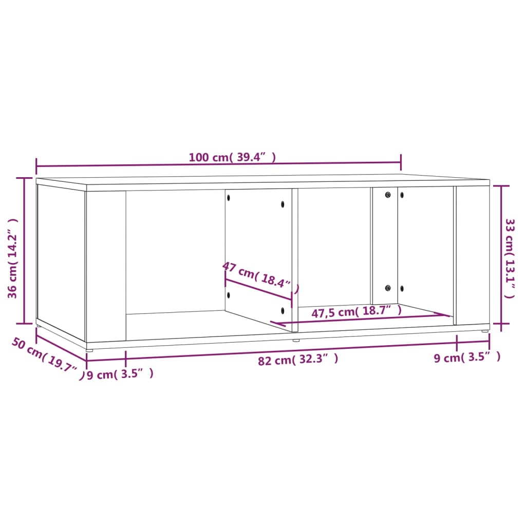 Stolić za kavu bijeli 100 x 50 x 36 cm od konstruiranog drva