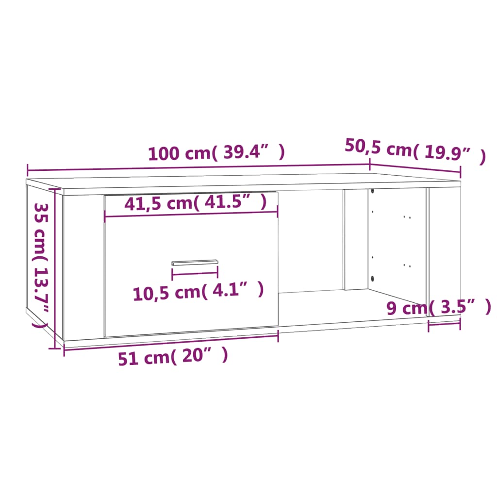 Stolić za kavu sivog hrasta 100x50,5x35 cm konstruirano drvo