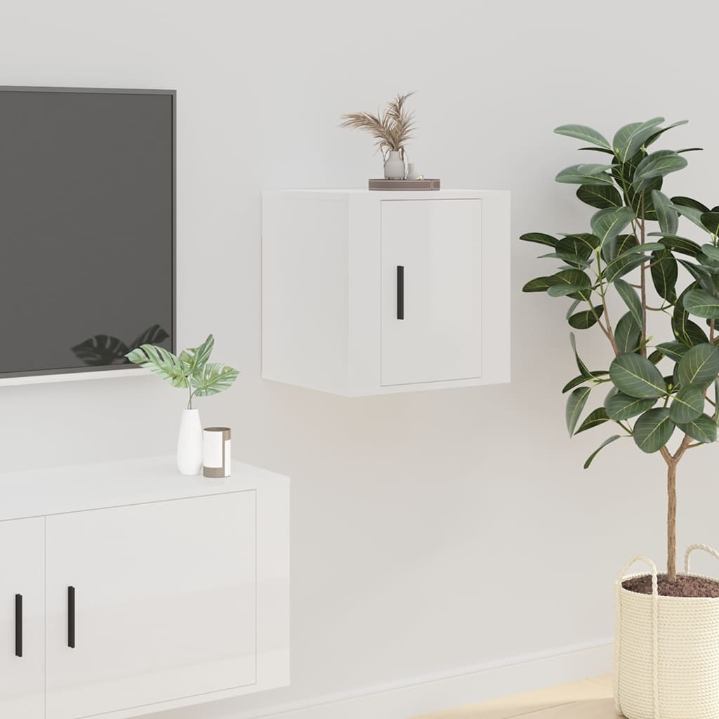 Zidni TV ormarići 2 kom visoki sjaj bijeli 40 x 34,5 x 40 cm