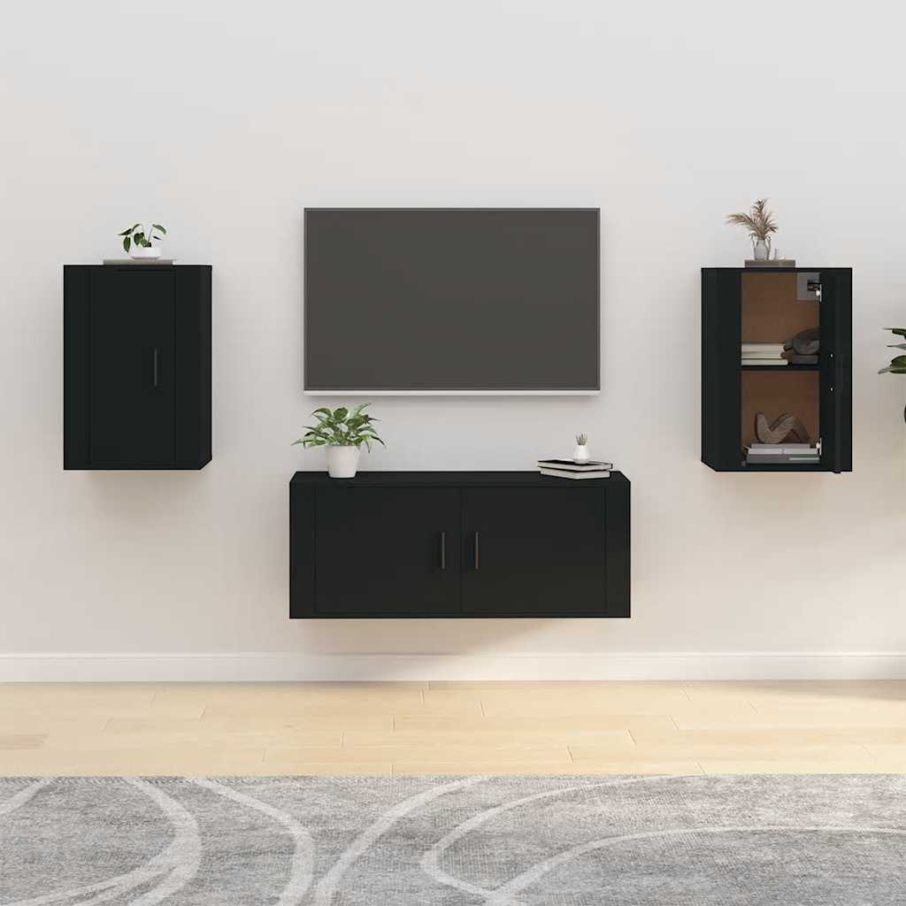 Zidni TV ormarići 2 kom crna 40 x 34,5 x 60 cm