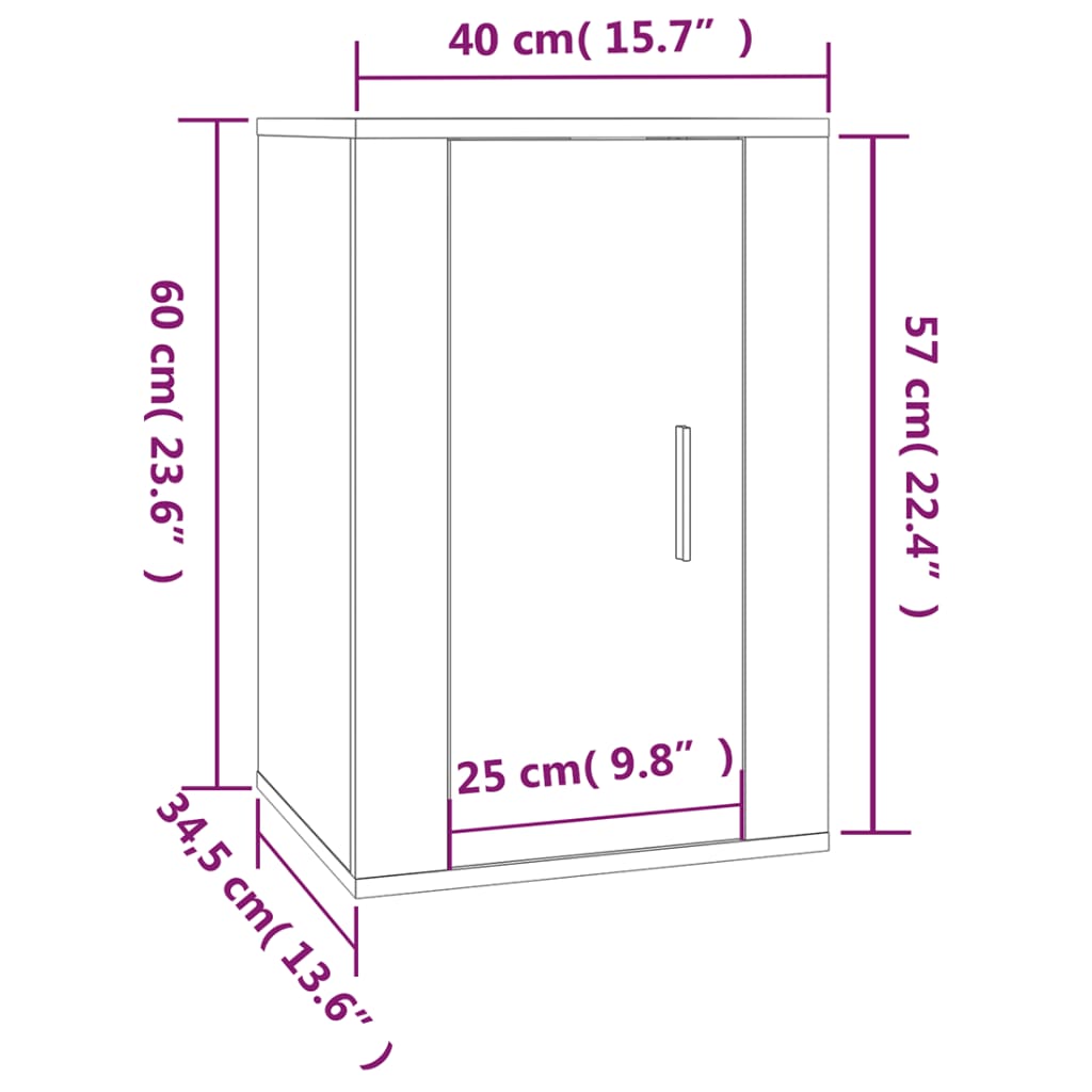 Zidni TV ormarići 2 kom boja sivog hrasta sonome 40x34,5x60 cm