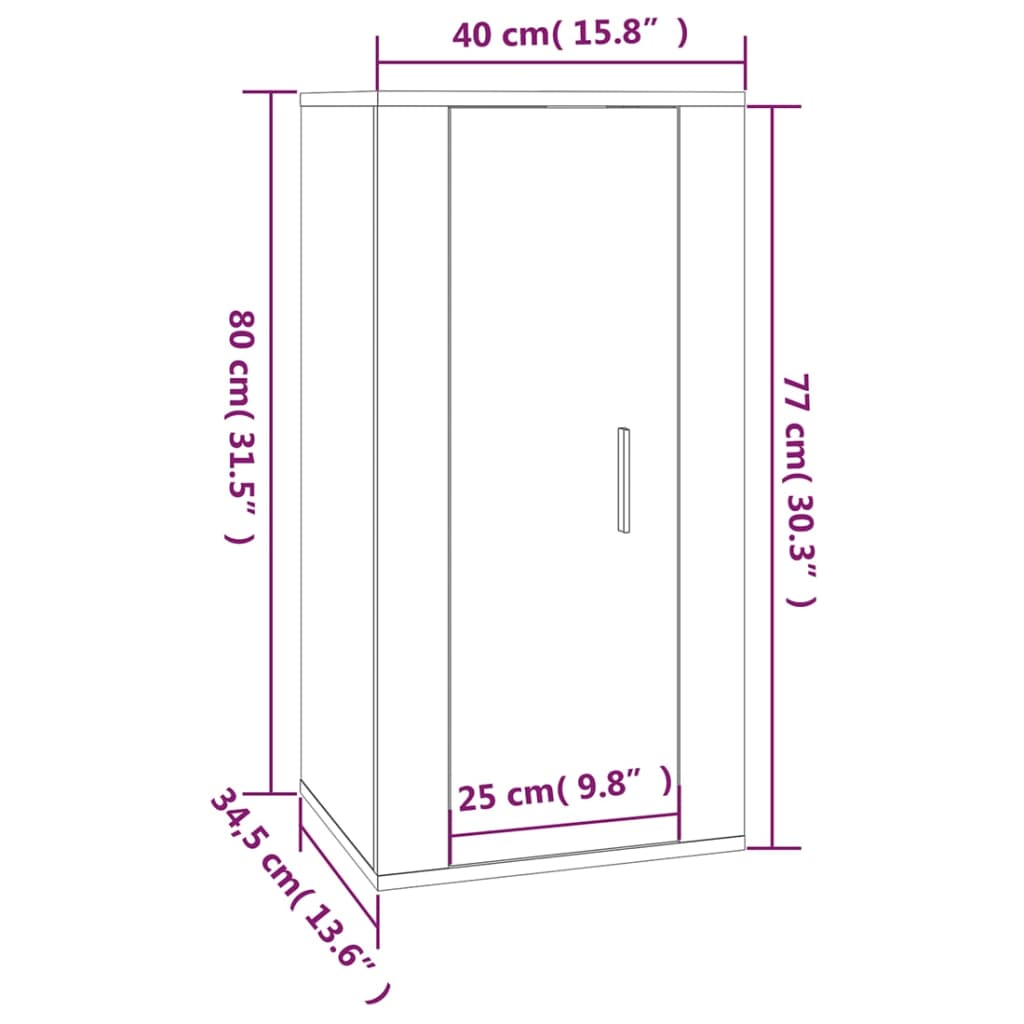 Zidni TV ormarić bijela visokog sjaja 40x34,5x80 cm