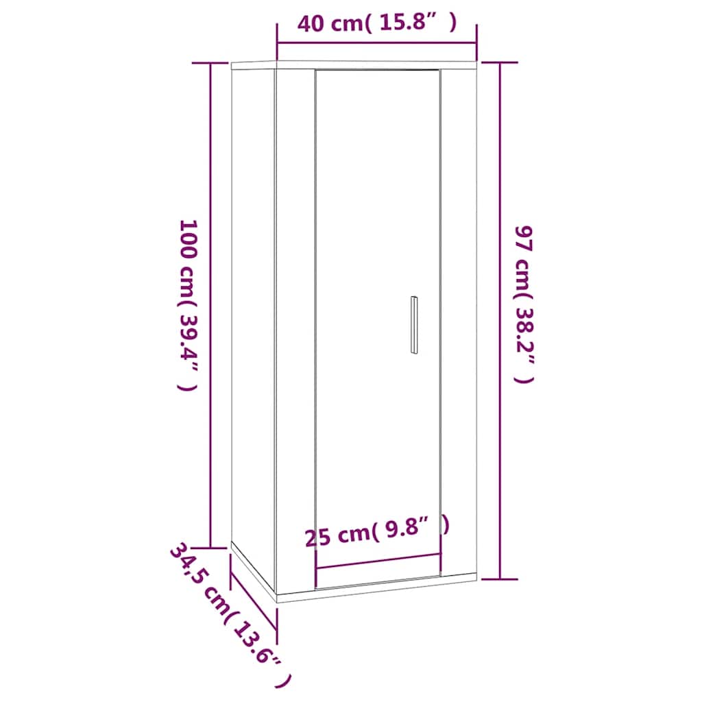 Zidni TV ormarić crni 40x34,5x100 cm
