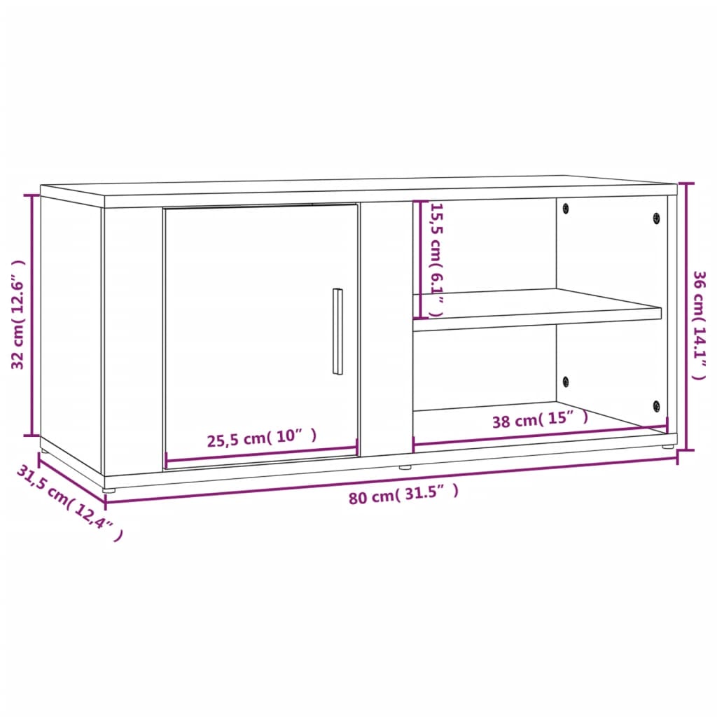 TV ormarić 2 kom sjajni bijeli 80x31,5x36 cm konstruirano drvo