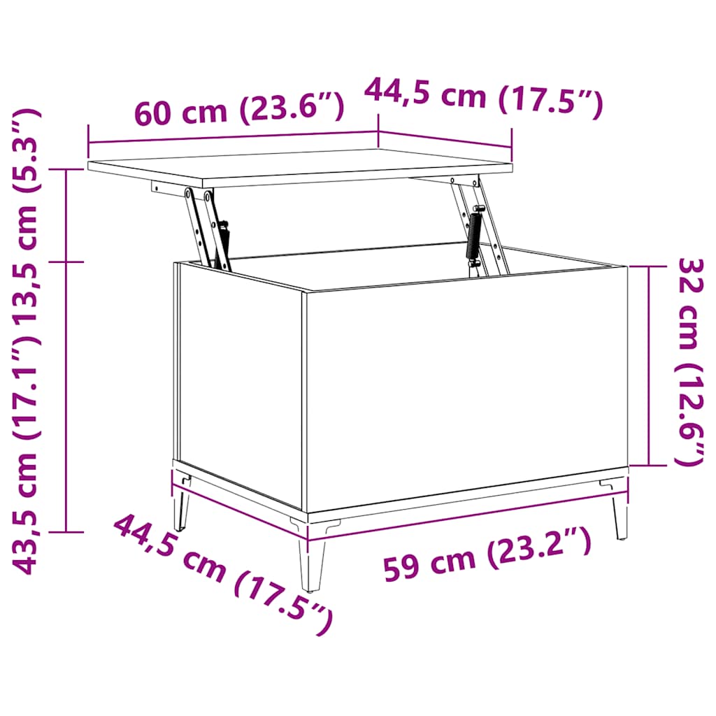 Stolić za kavu crni 60 x 44,5 x 45 cm od konstruiranog drva
