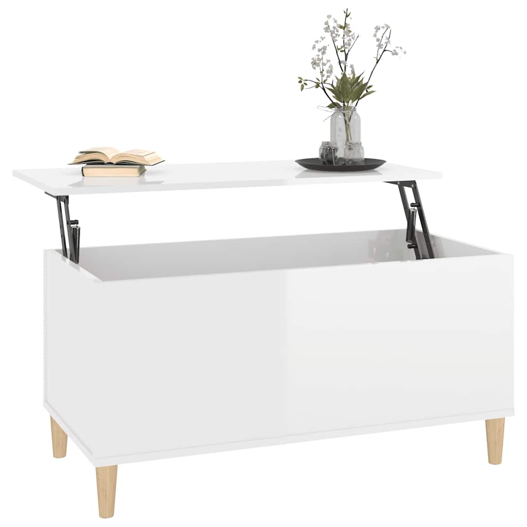 Stolić za kavu sjajni bijeli 90x44,5x45 cm konstruirano drvo