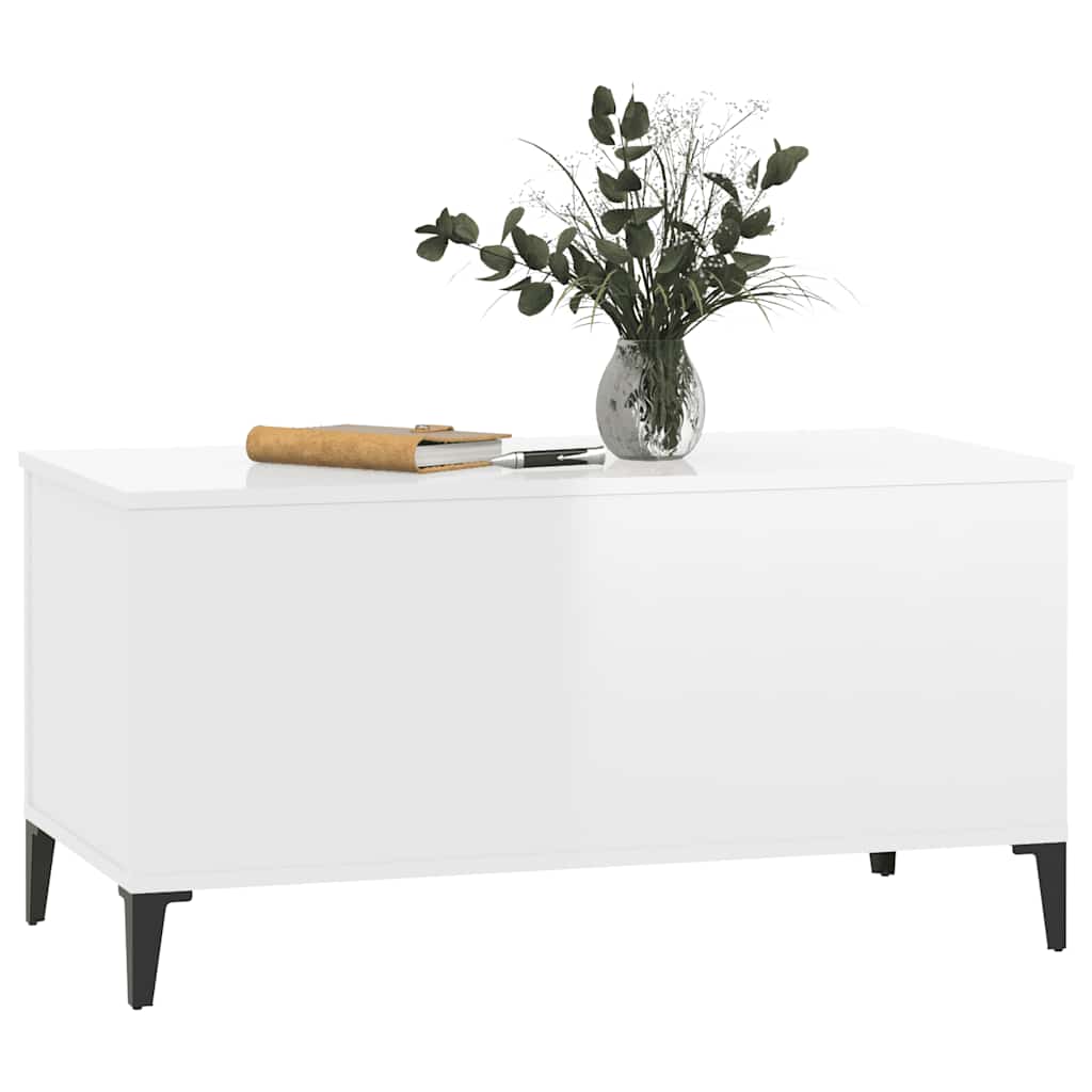 Stolić za kavu sjajni bijeli 90x44,5x45 cm konstruirano drvo