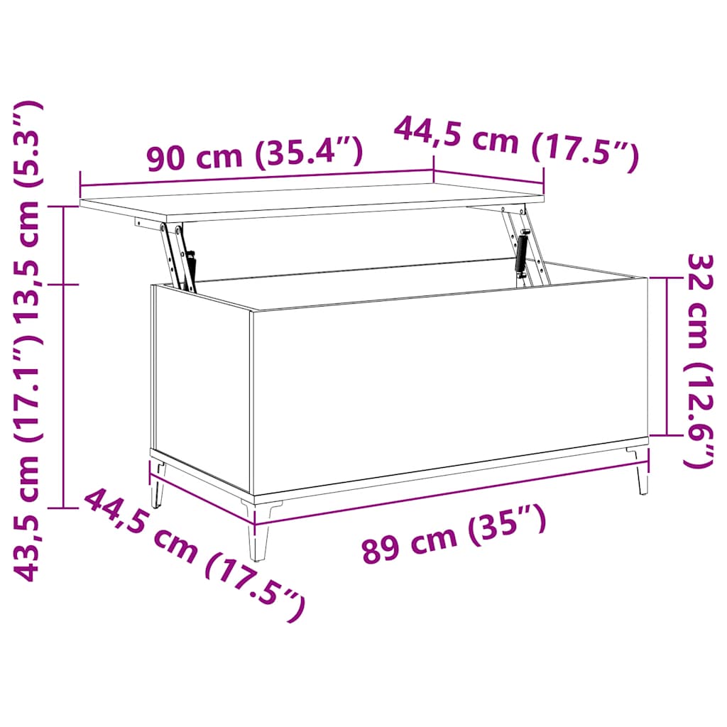 Stolić za kavu boja hrasta 90 x 44,5 x 45 cm konstruirano drvo