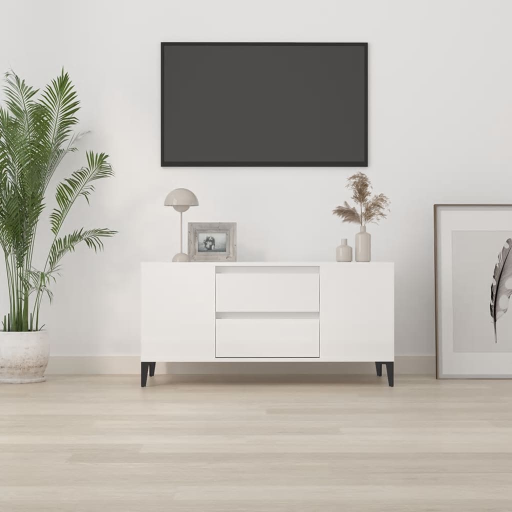 TV ormarić sjajni bijeli 102 x 44,5 x 50 cm konstruirano drvo