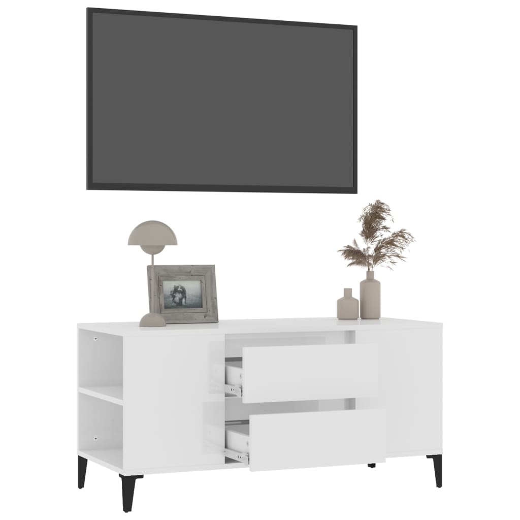 TV ormarić sjajni bijeli 102 x 44,5 x 50 cm konstruirano drvo