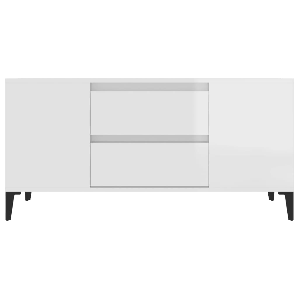TV ormarić sjajni bijeli 102 x 44,5 x 50 cm konstruirano drvo