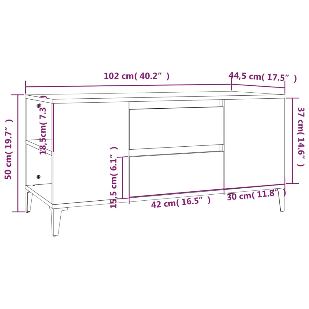 TV ormarić smeđi hrasta 102x44,5x50 cm konstruirano drvo