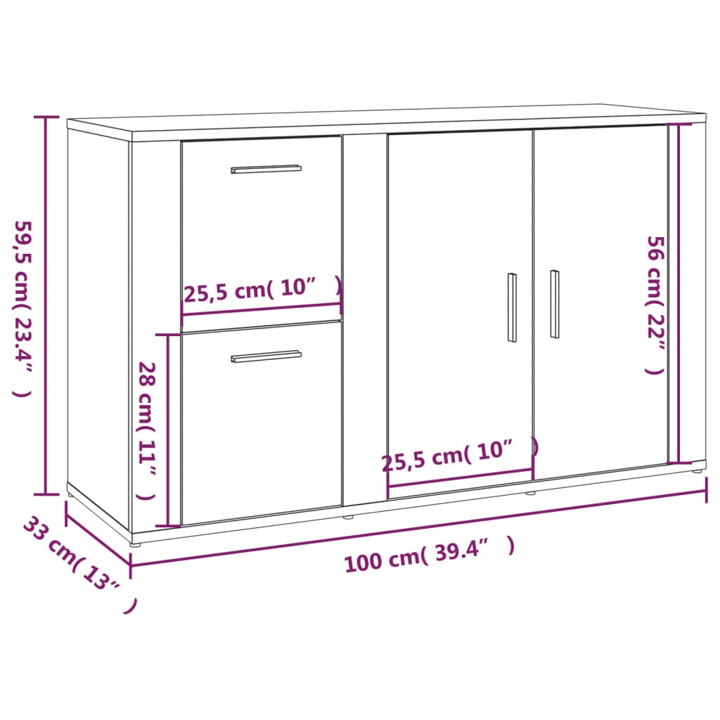 Komoda sivog hrasta sonome 100x33x59,5 cm od konstruiranog drva