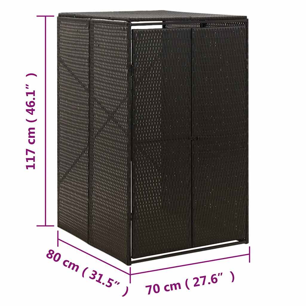 Spremište za kantu za smeće crno 70 x 80 x 117 cm od poliratana