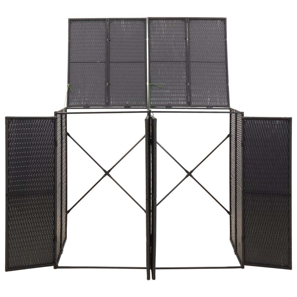Spremište za 2 kante za smeće crno 140 x 80 x 117 cm poliratan