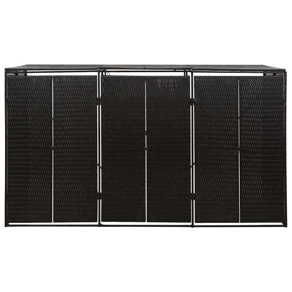 Spremište za 3 kante za smeće crno 207 x 80 x 117 cm poliratan