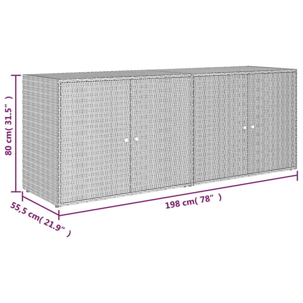 Vrtni ormarić za pohranu sivi 198x55,5x80 cm od poliratana