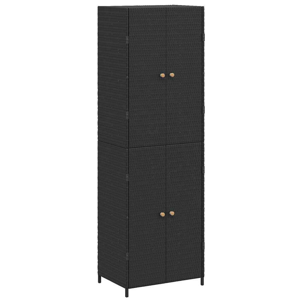 Vrtni ormarić za pohranu crni 59 x 40 x 180 cm od poliratana