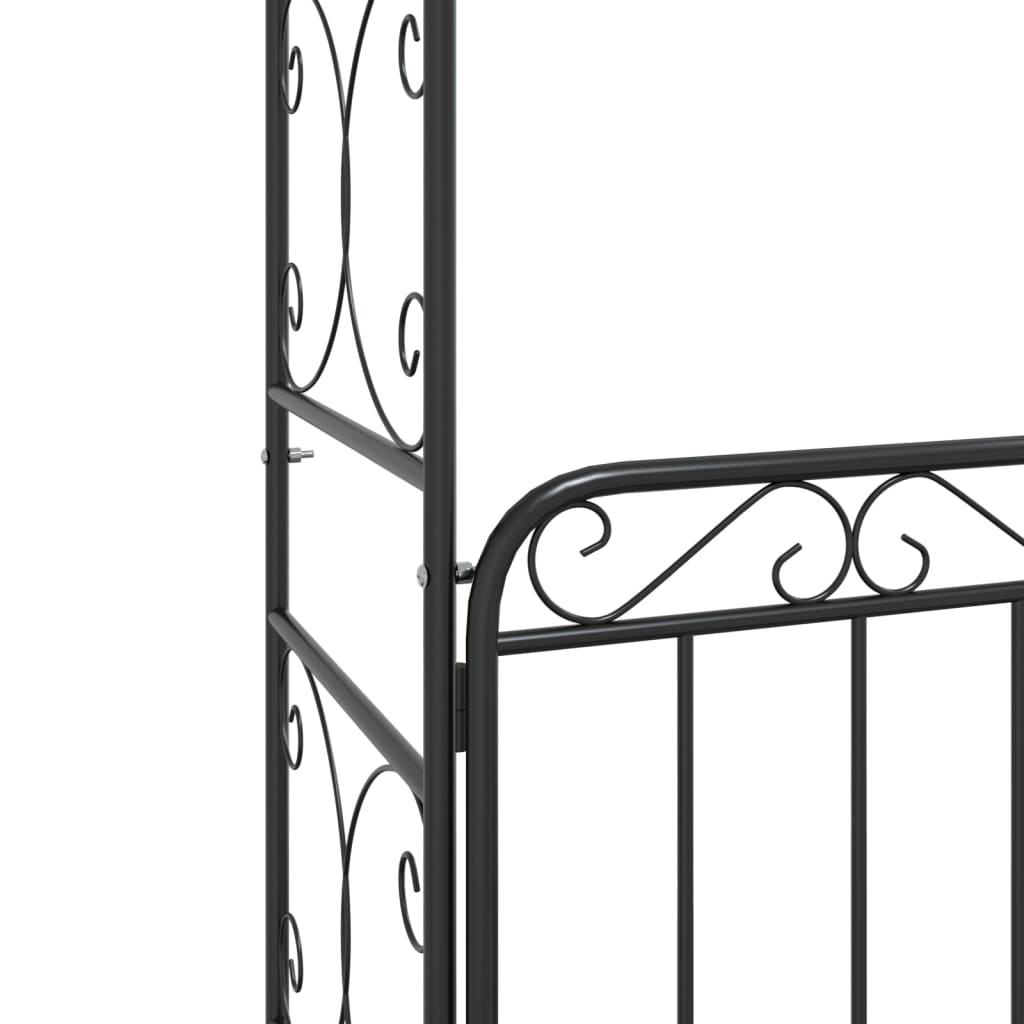 Vrtni luk s vratima crni 108 x 45 x 235 cm čelični