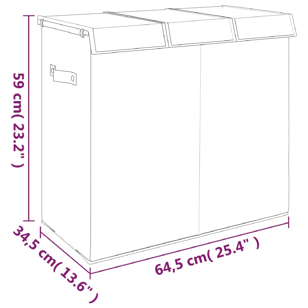 Sklopiva košara za rublje siva 64,5x34,5x59 cm umjetno platno