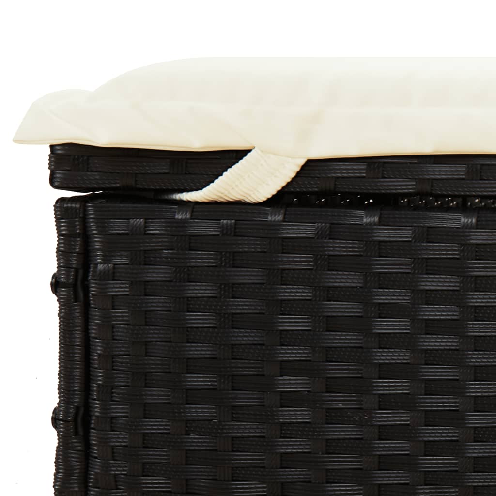 Ležaj za sunčanje za 2 osobe crni 213 x 118 x 97 cm poliratan