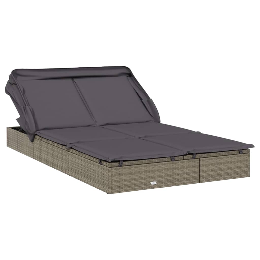Ležaj za sunčanje za 2 osobe sivi 213 x 118 x 97 cm poliratan