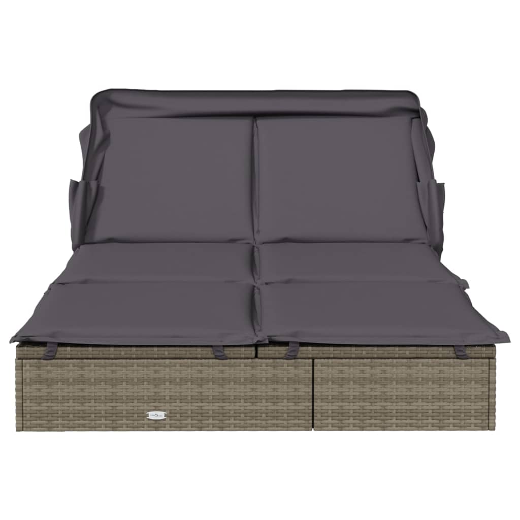Ležaj za sunčanje za 2 osobe sivi 213 x 118 x 97 cm poliratan