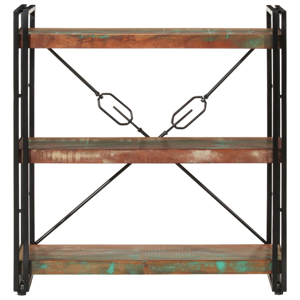 Regal za knjige s 3 razine 77x30x80cm obnovljeno drvo i željezo