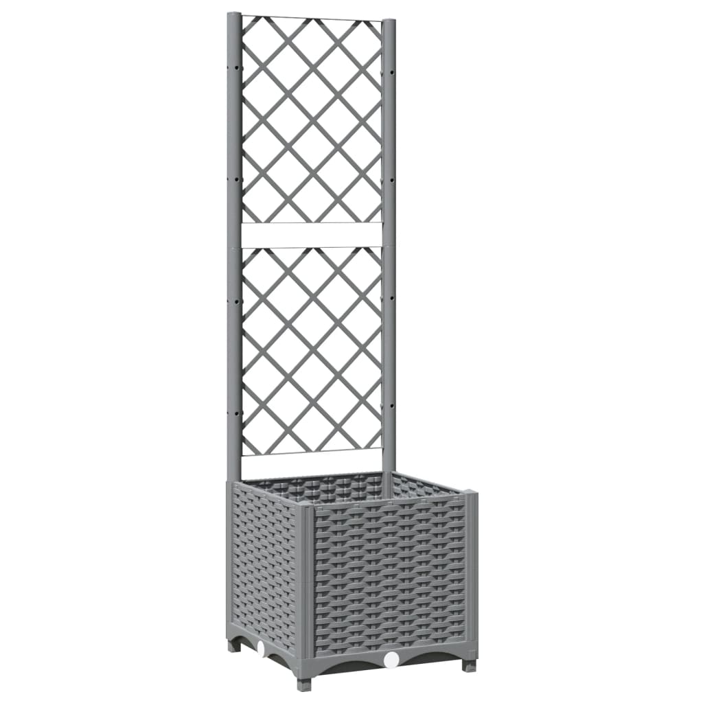 Vrtna sadilica s rešetkom svjetlosiva 40 x 40 x 136 cm PP