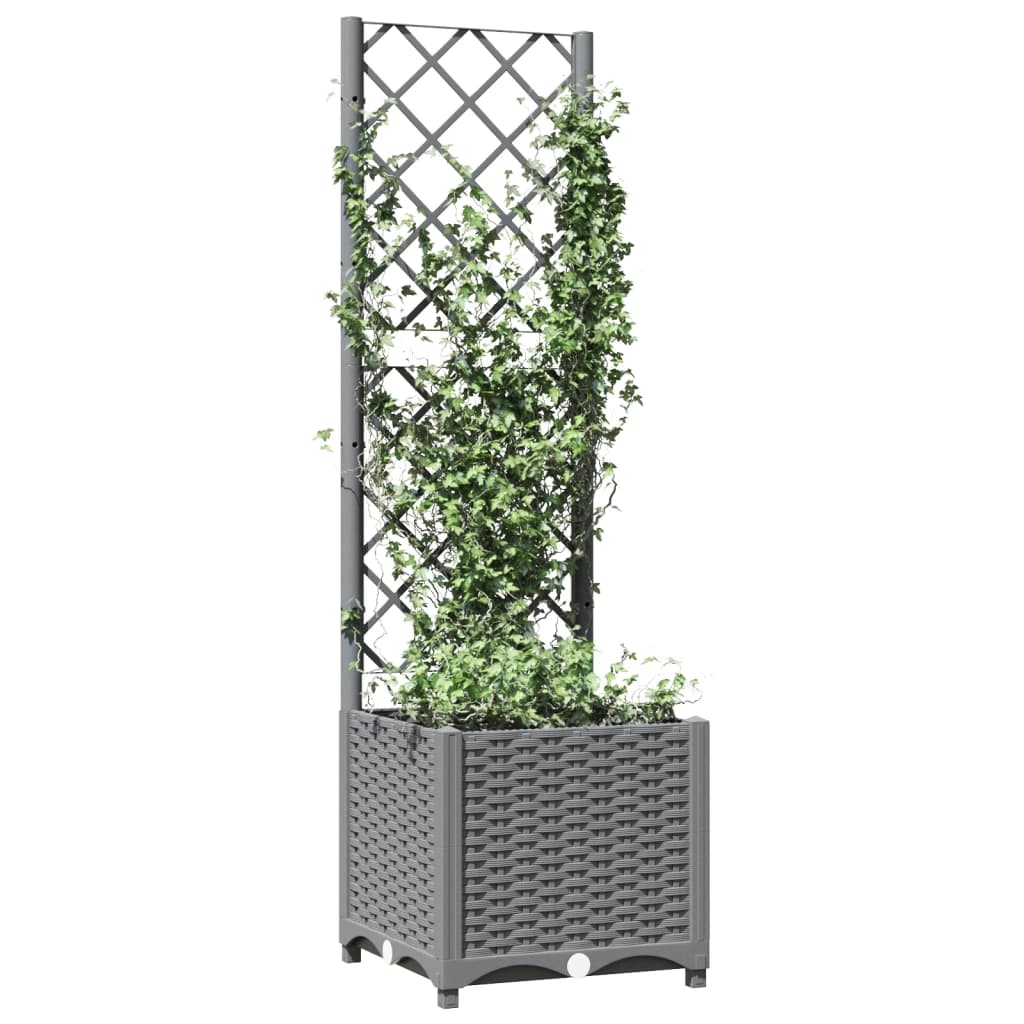 Vrtna sadilica s rešetkom svjetlosiva 40 x 40 x 136 cm PP