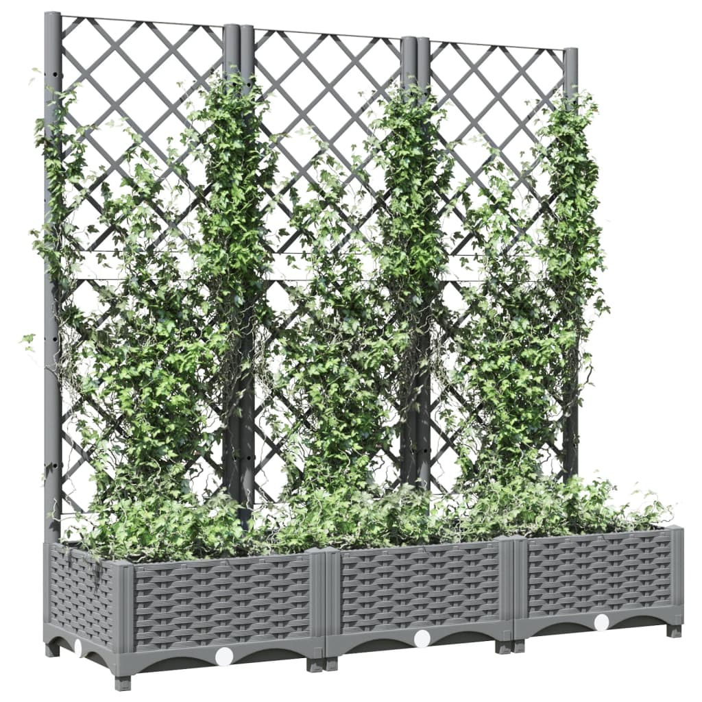 Vrtna sadilica s rešetkom svjetlosiva 120 x 40 x 121,5 cm PP